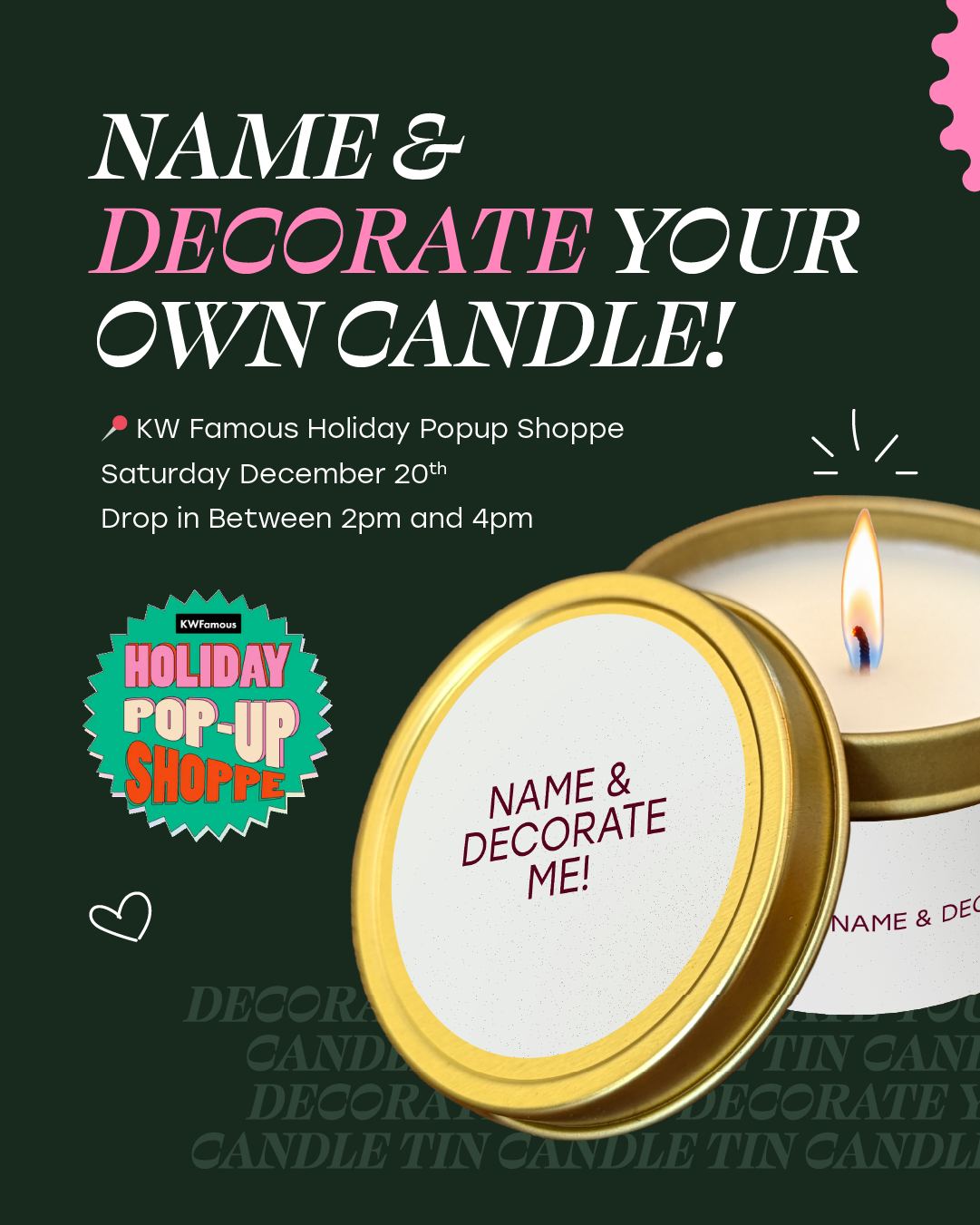DEC 20 - Candle Decorating Workshop w/ Elmira Candle Co